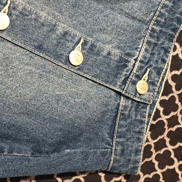 MinkPink Denim Jean Button Asymmetrical Mini Skirt - Picture 4 of 7